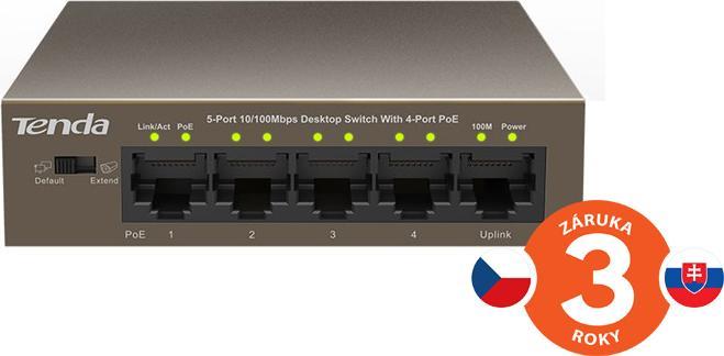 Actual product image Tenda 5-Port FE TEF1105-4-63W 58W (4x PoE) (5 ports)