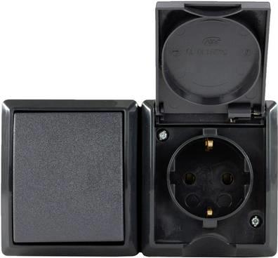 Produktbild REV 0007861900 Aufputz-Steckdose mit Schalter IP44 Anthrazit