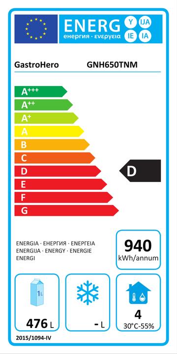 Energie-Label Gastro Hero Kühlschrank ECO / Monoblock (476 l)