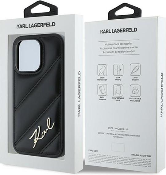 Produktbild Karl Lagerfeld KLHCP14XPQDSMGK iPhone 14 Pro Max 6.7" czarny/black hardcase Diagonal Quilted Script (Apple iPhone 14 Pro Max)