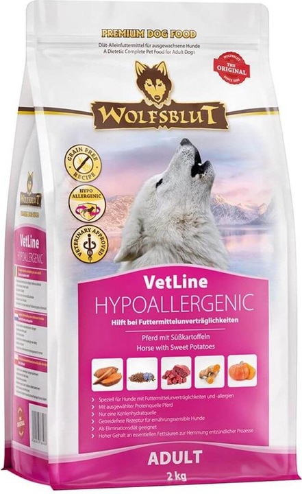 Produktbild Wolfsblut VetLine Hypoallergenic Trockenfutter Hund 2 kg (Adult, 1 Stk., 2000 g)