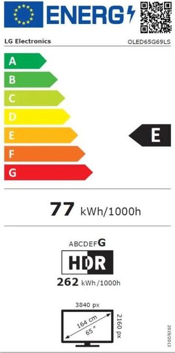 Etichetta energetica LG OLED65G69LS (65", G6, OLED, 4K, 2026, CH)