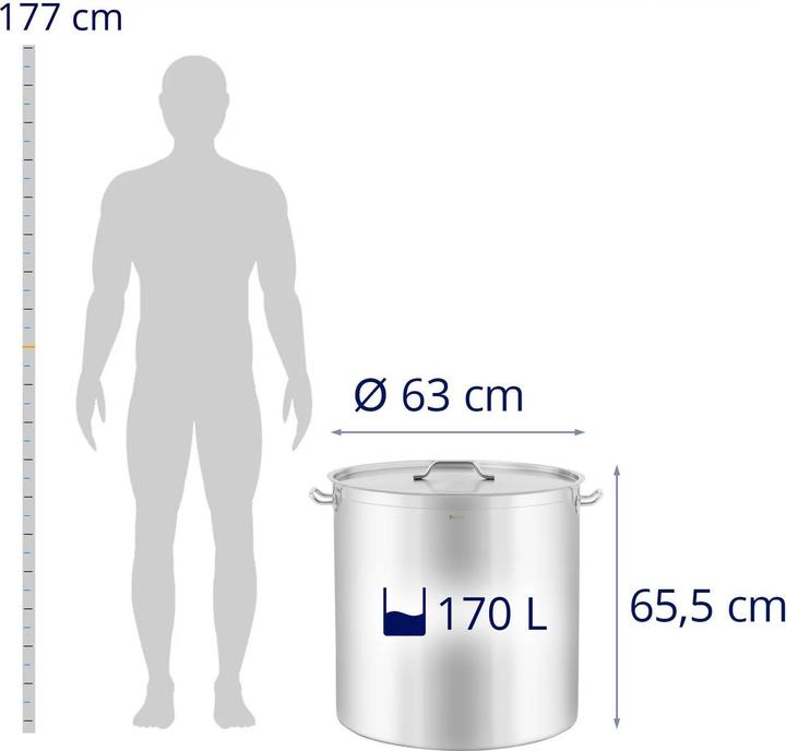 Immagine prodotto Royal Catering Pentola per induzione - 170 L - 600 mm (60 cm, Pentola, Acciaio inossidabile)