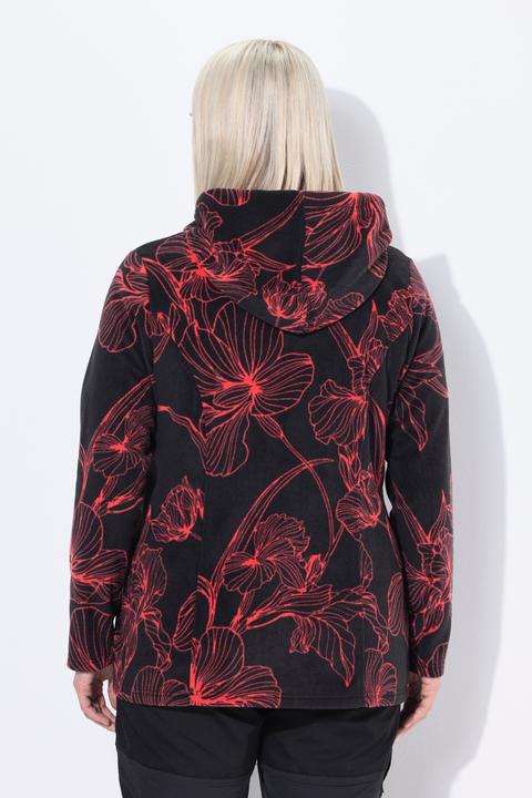 Image du produit Ulla Popken Veste à capuche en polaire, motif floral et manches longues (58)