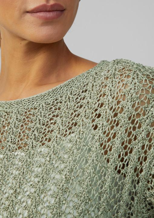 Produktbild s.Oliver Strickpullover Semitransparenter Pullover aus Ajourstrick mit Pailletten (L)
