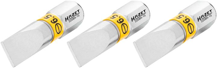 Produktbild HAZET Bit 2208N-10/3 ∙ Sechskant6,3 (1/4 Zoll) ∙ Schlitz Profil ∙ 1.2 x 6.5 mm ∙ Anzahl Werkzeuge: … (Schraubschlitz)