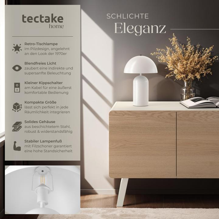 Actual product image tectake small retro table lamp Altea, mushroom design, 40W (E14)