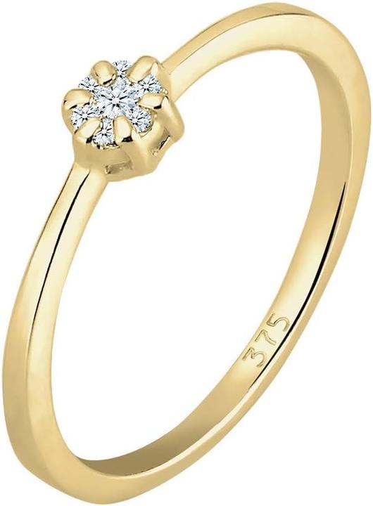 Elli Diamore Womens Engagement Flower Diamond Ring 008 ct in 375 Yellow Gold (56)