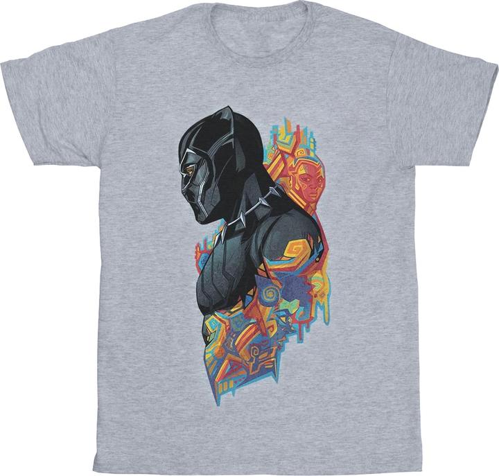 Actual product image Girls Black Panther Profile Cotton T-Shirt (140, 146)