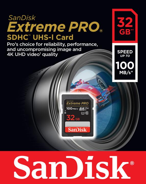 Image du produit SANDISK Extreme PRO UHS-I V30 (32 Go, SDHC, U3, UHS-I)