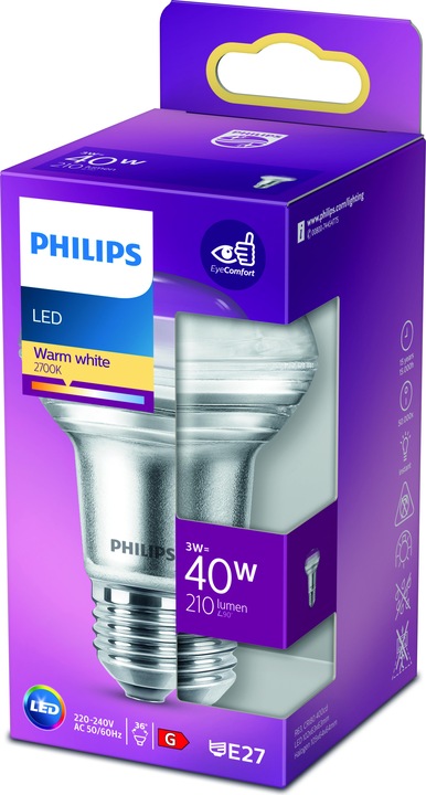 Produktbild Philips Lampe 3 W (40 W) E27 Warmweiss (E27, 3 W, 210 lm, 1 x, G)