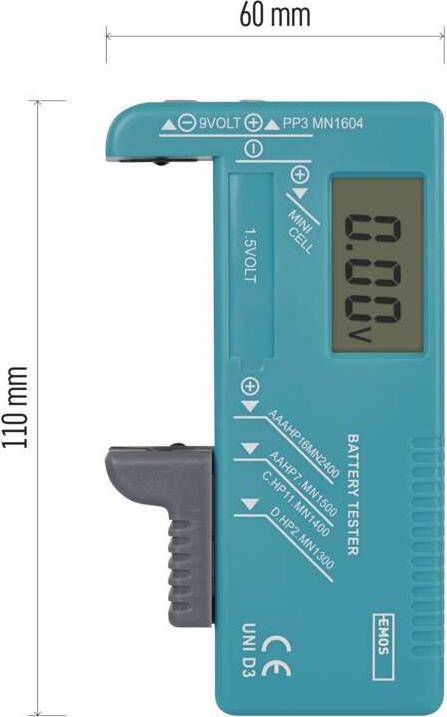 Actual product image Emos 2203003000 battery tester Black