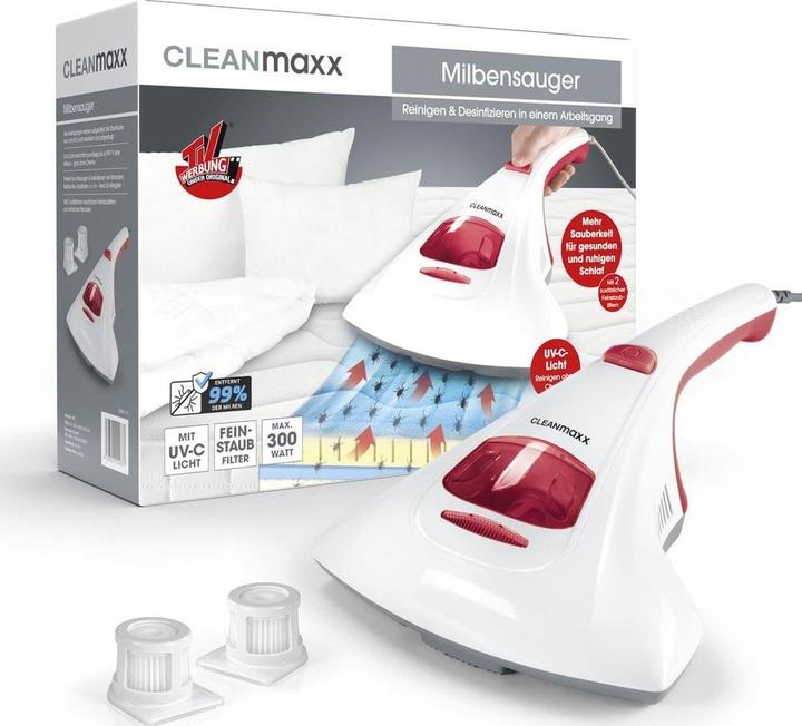 Produktbild CleanMaxx Milben-Handstaubsauger mit UV-C-Licht 300W, Weiss/Rot