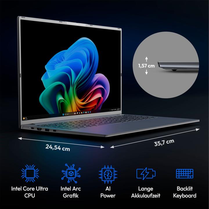 Immagine prodotto Medion SPRCHRGD 16 S1 OLED Copilot+ PC (16", 1000 GB, 32 GB, DE, Intel Core Ultra 7 258V)