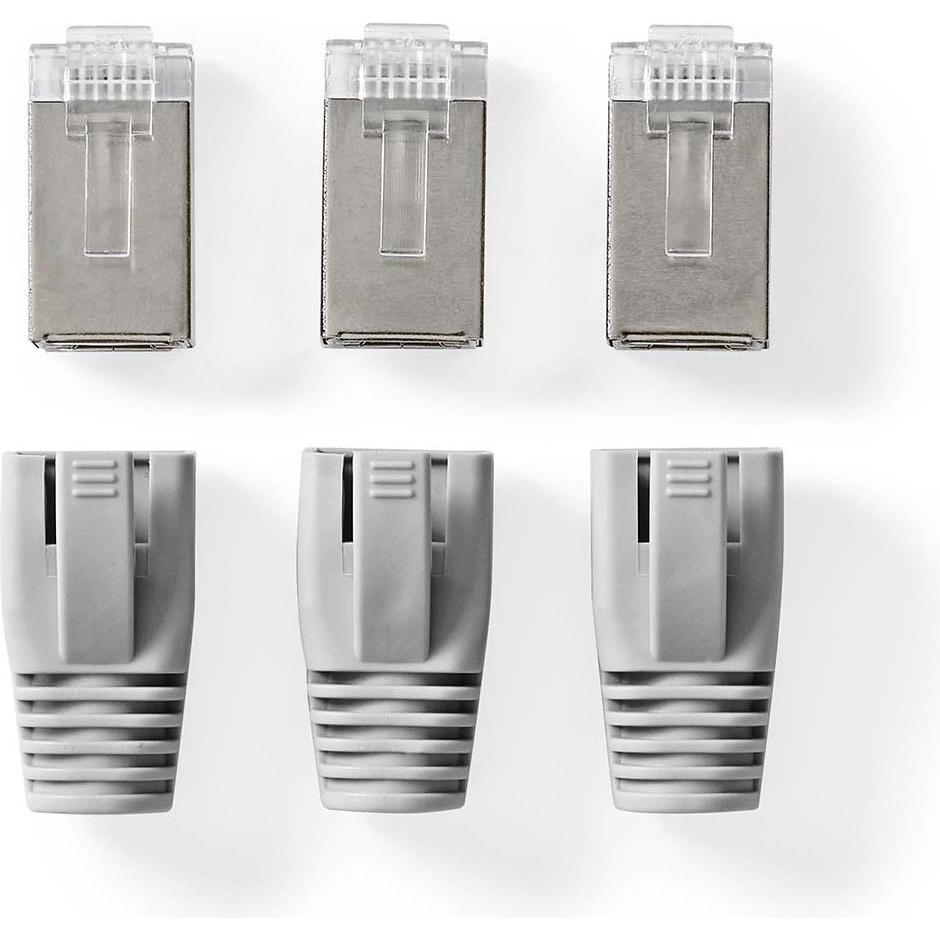Thumbnail - Nedis CCBW89370GY RJ45-Stecker RJ45 Pass Through Festes/verseiltes FTP CAT6 Gerade Vergoldet 10 Stüc (F/UTP, CAT6, 10 m)...