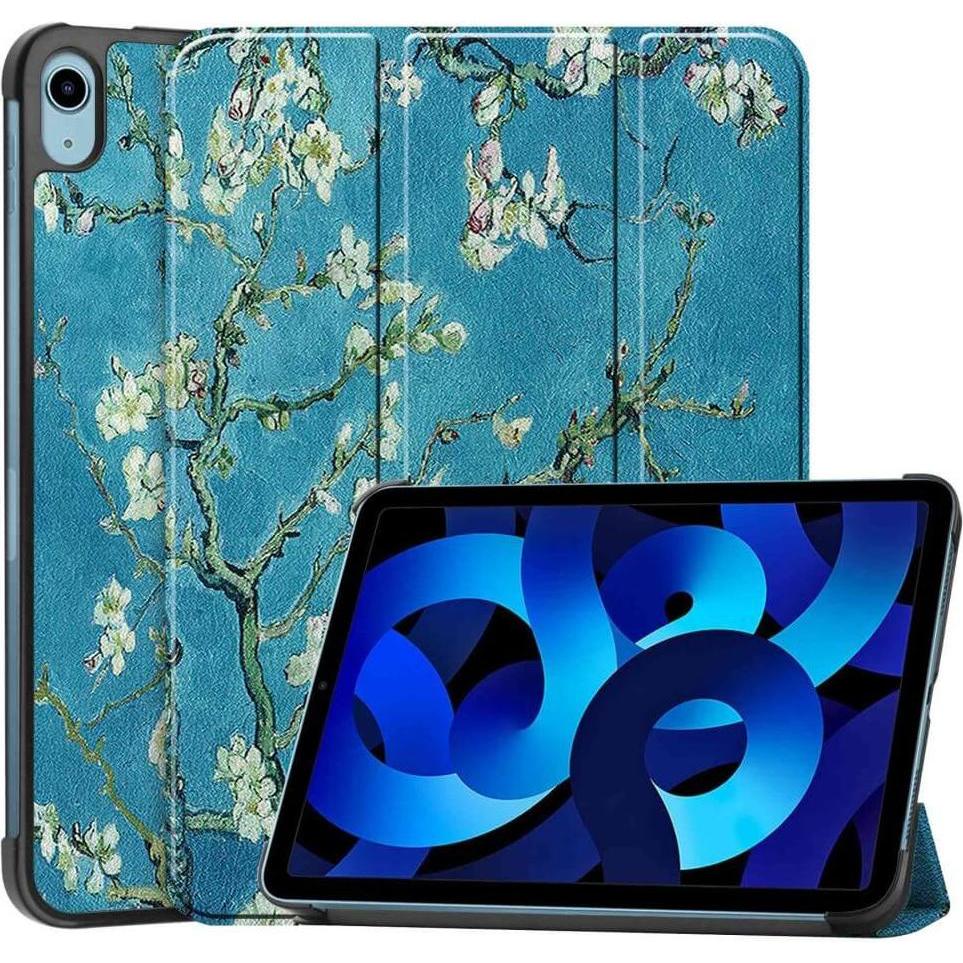 Cover-Discount iPad 2022 (10.Gen) - Tri-fold Smart Leder Case Blüten (iPad 2022 (10. Gen)), Tablet Hülle, Mehrfarbig