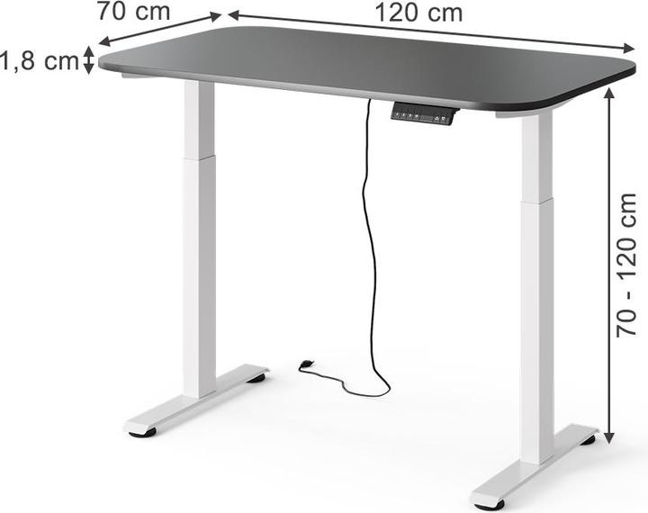 Produktbild Vicco Schreibtisch Elevate, Anthrazit/Weiss, 180 x 57.5 cm (120 x 70 x 120 cm)