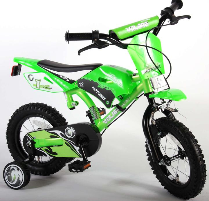 Immagine prodotto Volare Moto per bambini - Ragazzi - 12 pollici - Verde - Due freni a mano (12")