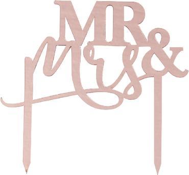 Image du produit Ginger Ray Cake Topper mariage Mr. & Mrs. or rose acrylique