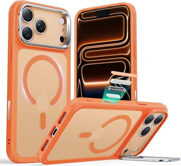 Produktbild ESR Classic Hybrid Magnetic Case (Camera Control, Stash Stand), for iPhone 17 Pro, Frosted Orange (Apple iPhone 17 Pro)