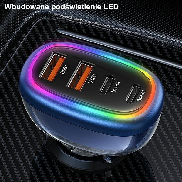 Produktbild Usams Ład. sam. 2xUSB-C 2xUSB-A C34 120W Fast Charge niebieski/blue CC169CC01 (US-CC169) (120 W)