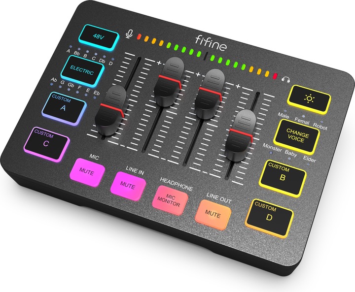 Fifine Mixer audio da gioco SC3, 4 canali