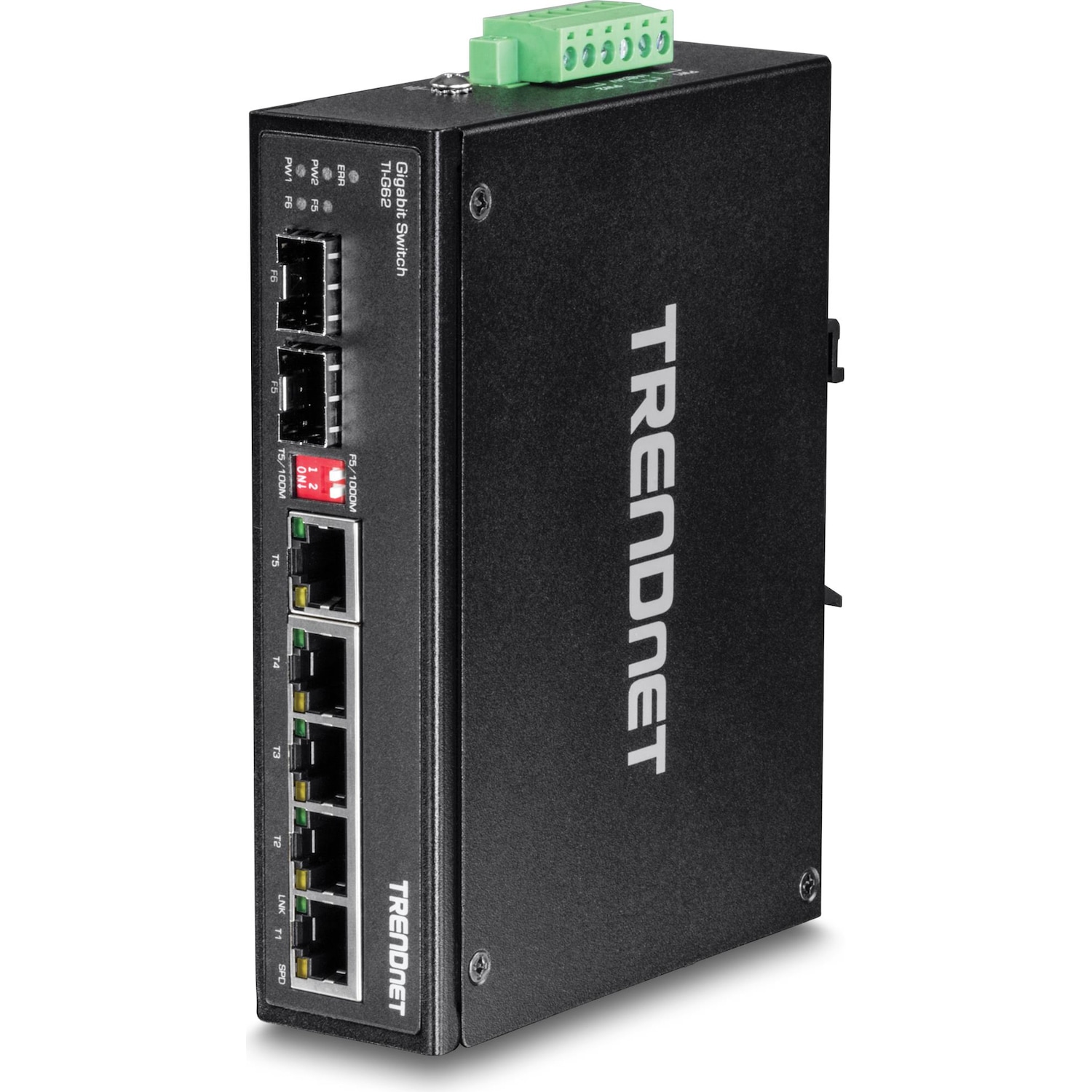 Trendnet Industrie Switch 6 Port Gbit IP30 Metall (7 Ports), Netzwerk Switch, Schwarz