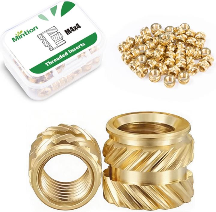 Purecrea M4×4mm Gewindeeinsätze Messing Heat Insert 50Stk (M4)