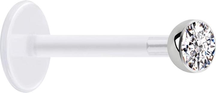 Produktbild Star Piercing Micro Labret transparent mit Kugel und Kristall silber (Kunststoff, Chirurgenstahl 316L, ohne Messing)