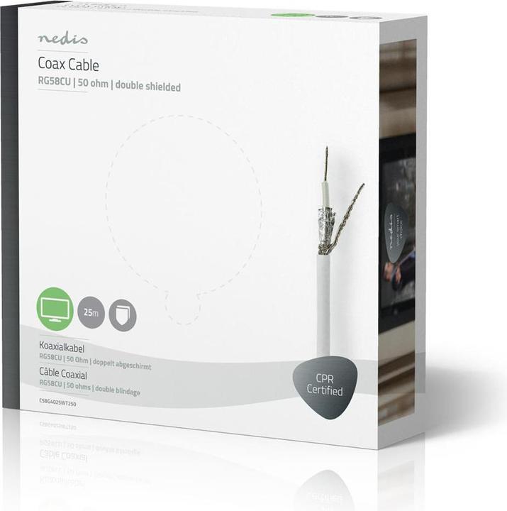 Actual product image Nedis Coaxial cable - RG58CU - 25.0 m - Gift box - Roll - White (Antenna cable)