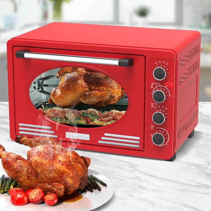 Produktbild TurboTronic By Z-Line Retro Minibackofen mit Umluft 45L Red