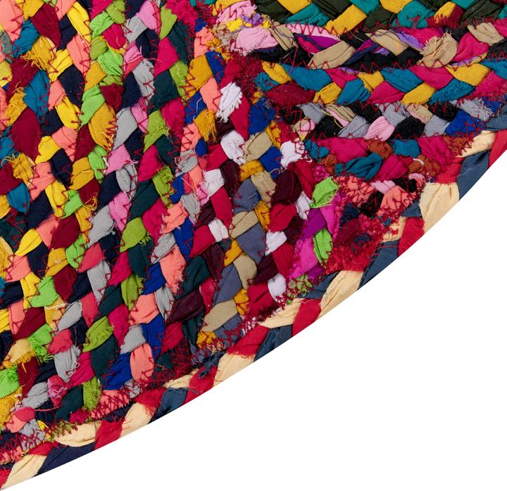 Produktbild Beliani Teppich Baumwolle bunt ⌀ 140 cm geometrisches Muster Kurzflor LADIK (140 x 140 cm)