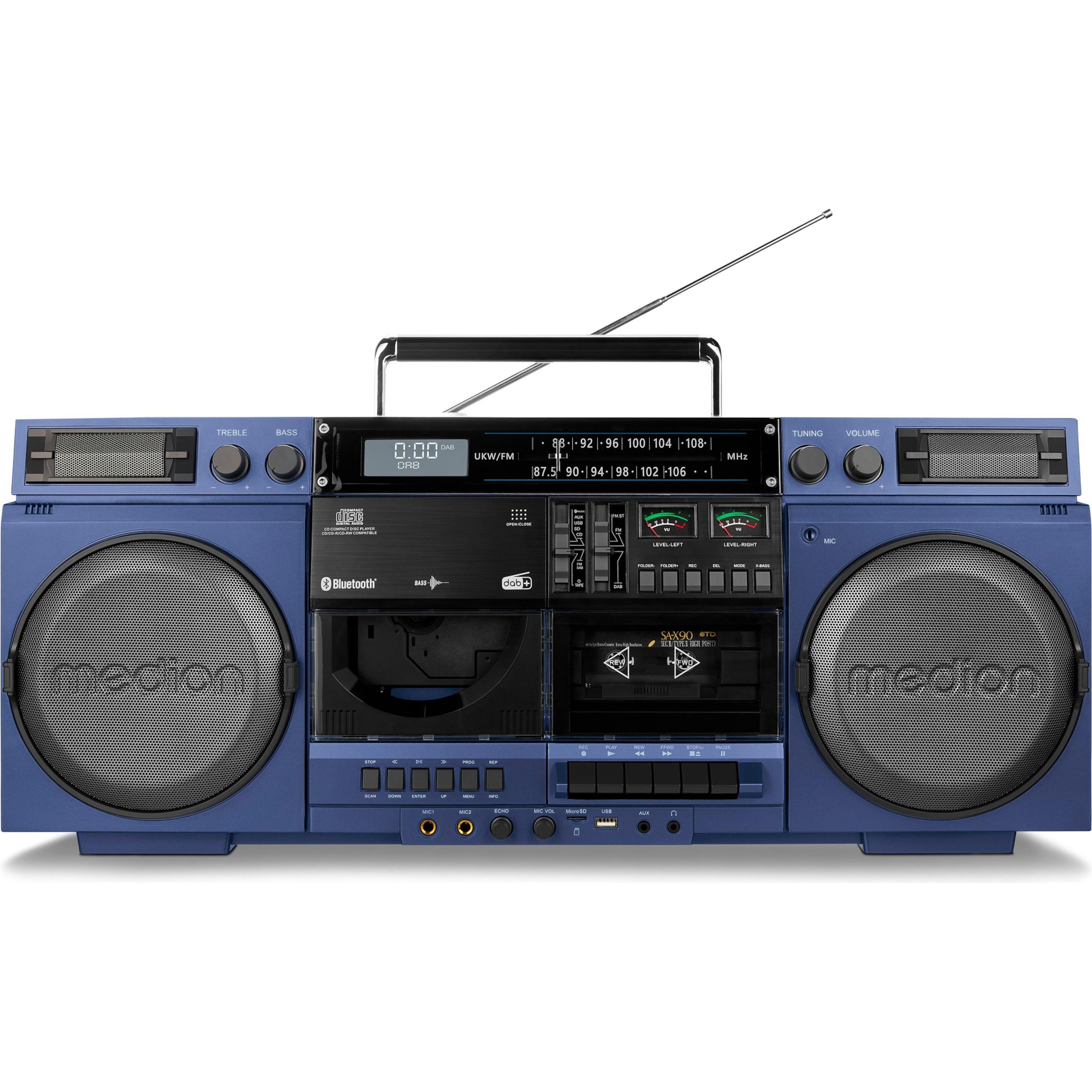 Medion LIFE P66538 Retro-Boombox (DAB, Bluetooth), Radio, Blu
