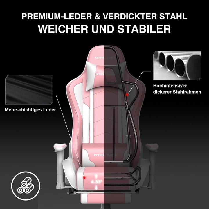 Image du produit Gtplayer Fauteuil gamer avec repose-pieds, enceinte Bluetooth et dossier réglable