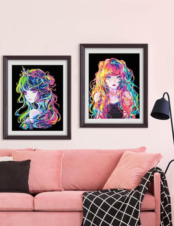 Actual product image Diamond Dotz Diamond Painting Neon Anime Girl