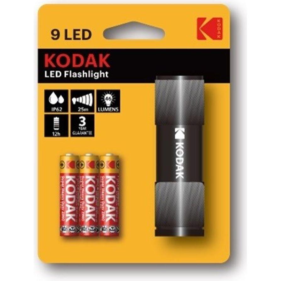 Thumbnail - Kodak, Taschenlampe, 9 LED, Hand flashlight, Black, Aluminium, IP62, -10 - 60 °C, LED (2.50 cm, 46 lm)