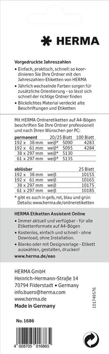 Produktbild HERMA Jahreszahl-Etiketten