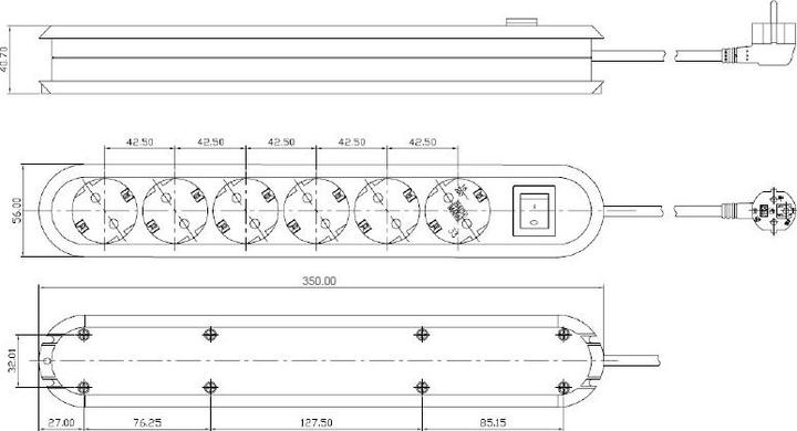 Image du produit Bachmann Multiprise 6x 500cm interrupteur 381.252K (19.07.1329) (6x, CEE 7/3, 5 m)