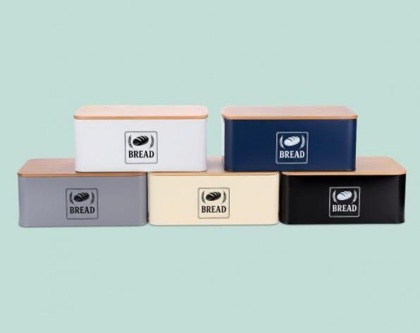 Actual product image Relaxdays Brotkasten mit Bambusdeckel Retro-Design