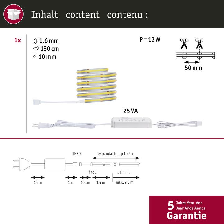 Produktbild Paulmann MaxLED 500 Full-Line COB Stripe Set (Tageslicht, 150 cm, Indoor)