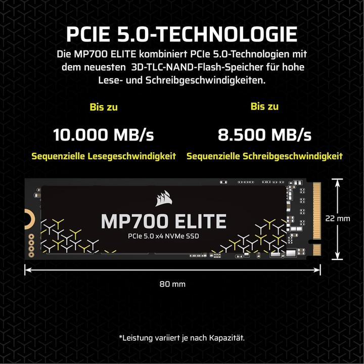Produktbild Corsair MP700 Elite (2000 GB, M.2 2280)