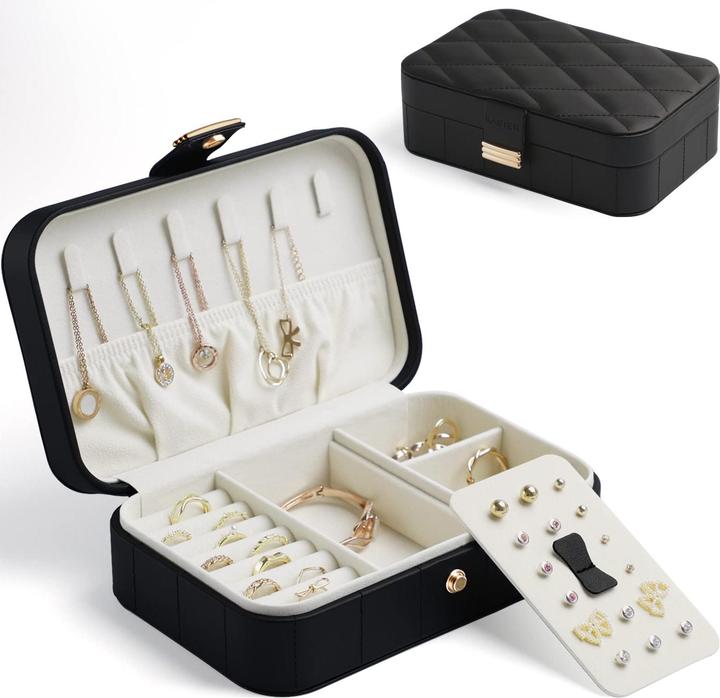 Only-Bags.Store Reiseschmuckkästchen, Schmuckaufbewahrung für Ohrringe, Ring, Halskette