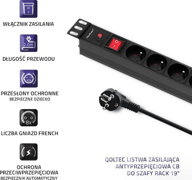 Produktbild Qoltec 53996 Surge protector for (8x, CEE 7/5, 2.30 m)