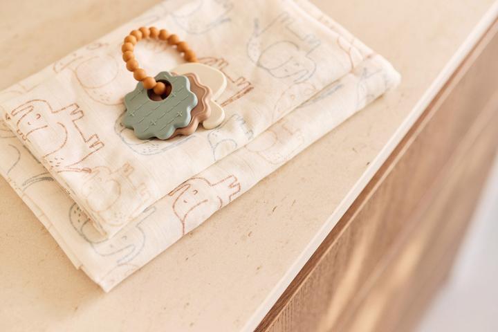 Actual product image Jollein Spucktücher Elephant Tales 3er Set (70 cm, 70 cm)