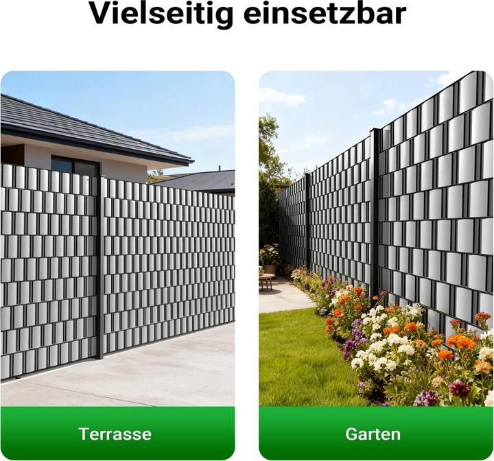 Produktbild Wiltec Sichtschutz Streifen 35mx19cm PVC 450g/m² 20 Clips Zaunfolie Zaunschutz