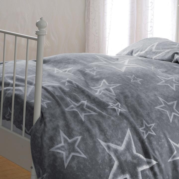Produktbild BettwarenShop Anthrazit-Sterne (Bettwäsche Set, 135x200 cm + 80x80 cm)
