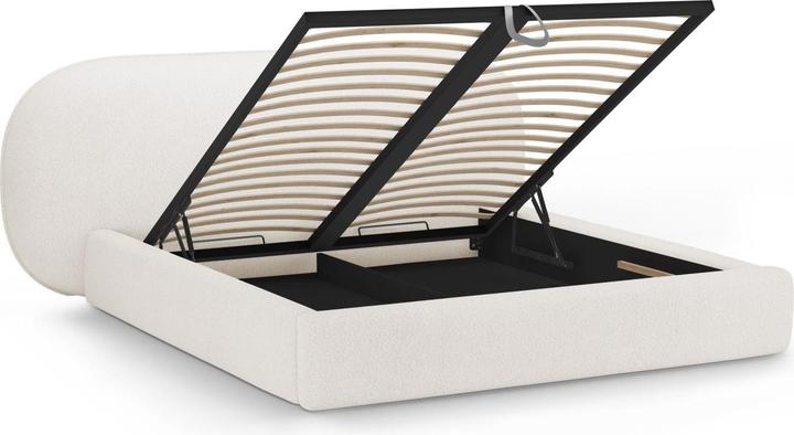 Actual product image Micadoni Boucle Storage Bed with Headboard, "Ovalo", White, 234x270x96 Made in Europe (180 x 200 cm)