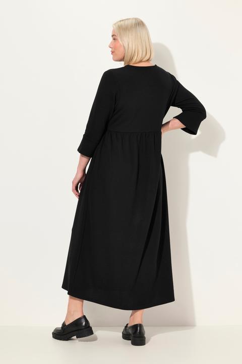 Image du produit Ulla Popken Robe midi avec fermeture zippée, décolleté en V, manches 3/4 avec volants (46, 48)