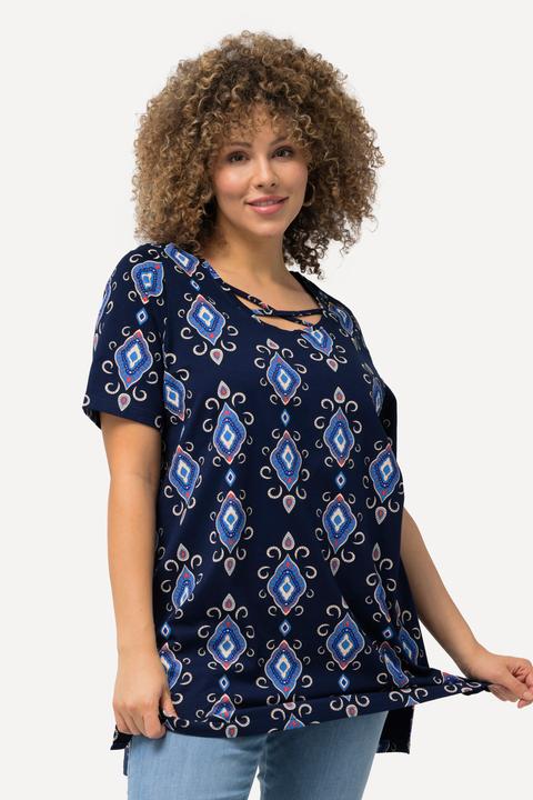 Actual product image Ulla Popken Abstract Print Short Sleeve Knit Tunic (42, 44)