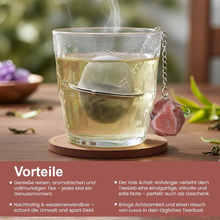 Actual product image Gewürzladen Näfels Teesieb mit rotem Achat-Anhänger, Teeei, Teekugel, Gewürzsieb